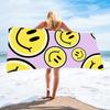 Toalla de playa estampada con carita sonriente suave absorbente de secado rápido toalla chal comercio exterior venta caliente protector solar natación estampada toalla de baño grande