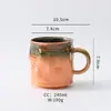 Taza de café de cerámica vintage estilo japonés transfronteriza, taza hecha a mano de alta estética con pintura de color cocida en horno, adecuada para el desayuno o la leche de la tarde