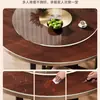 Mesa de Comedor de Madera Maciza, Mesa Redonda Grande para Uso Doméstico, Adecuada para Apartamentos Pequeños, Mesa de Comedor con Plato Giratorio, Tablero Redondo, Plegable