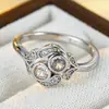 Anillo de circonita con hoja retro europeo, nicho, sensación de alta gama, anillo para el dedo con flor de vid y hoja, joya de mano versátil para vestido de banquete