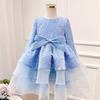 Vestido Longo de Manga Comprida para Meninas de Comércio Exterior 2026 Novo Veludo Lantejoula Fofo Bolo Princesa Vestido Festa Aniversário Vestido