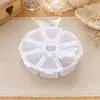 Caixa de Plástico Redonda com 8 Compartimentos e Tampa Armazenamento de Miçangas Joias DIY Manicure Brincos Peças de Diamante de Vidro Caixa de Embalagem Feijão Mágico