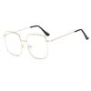 Nuevas gafas de metal cuadradas con montura estilo ins, estilo retro literario, anti-luz azul, espejo plano, montura grande, gafas para miopía, venta al por mayor