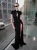 Vestido de Fiesta Sexy Ajustado con Abertura Larga de Calidad de Exportación Transfronteriza Vestido Estilo Chino