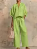 Otoño 2026 Nuevo Conjunto de Pantalones Anchos de Color Sólido Casual Suelto con Cremallera y Cuello Redondo para Mujer Moda Casual Transfronteriza Europea y Americana para Mujer