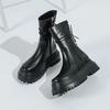 Botines cortos nuevos de otoño e invierno para mujer 2023 estilo británico con cordones en la parte trasera y cremallera lateral, botas de caballero de suela gruesa de cuero suave, botas Martin de chica hot
