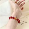 [Crepúsculo] Novo Estilo Pulseira de Flor de Ágata Vermelha Âmbar Sintético para Boa Sorte 10mm Elegante da Moda Pulseira Feminina