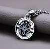 Prata de lei S925 padrão de grama Tang cruz flor do exército pingente personalidade retrô moderno masculino estilo hip hop oco pingente de colar atacado