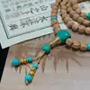 Qiaoen Joyería Piedra Natural Shoushan Ámbar Rojo Turquesa Semilla de Ciprés Adorno Pulsera de 108 Cuentas Collar Original de Semillas Rosario