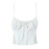 Camisola Estilo Francês Estilo Férias Feminina 2025 Primavera e Verão Novo Estilo Costura de Renda na Frente Peça Curta