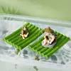 Decoración de Paisajismo para Acuario con Jiang Taigong Pescando en una Balsa de Bambú, Escena de Pesca en Balsa de Bambú Flotante, Adorno de Estanque en Patio para Hombre Mayor