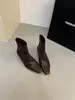 Nuevas Botas Cortas Retro Marrones para Mujer Otoño e Invierno 2025, Botines Tobilleros Adelgazantes de Punta Cuadrada Estilo Coreano para Mujer