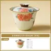 Taza de té Gaiwan de Cerámica Jin Tang Fu Hua de Fábrica, Juego de Té de Alto Valor Estético, Tazón de Té Personal de Una Pieza con Tapa, Antiescaldante