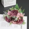 Mille-feuille de Frutas Vermelhas Peônia Flor Artificial Flores de Casamento Acabamento de Luxo Buquê de Flores Artificiais Arranjo Floral Fabricante de Arranjos Florais Atacado
