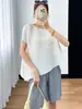 Conjunto de Dos Piezas para Mujer: Top Plisado Holgado Irregular de Verano Miyake y Pantalones Cortos Plisados Simples Casuales