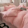 Juego de ropa de cama de cuatro piezas de algodón lavado de color sólido INS, funda de edredón, sábana, juego de tres piezas para dormitorio de estudiante, funda de edredón individual para casa de huéspedes, ropa de cama