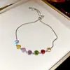 Estilo Luxo Leve Pulseira Quadrada Colorida de Zircônia Ajustável Simples Moda Versátil Design de Pulseira Joias de Nicho para Mulheres