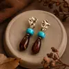 Aretes estilo Melard transfronterizos, aretes de resina ámbar, aretes geométricos vintage de carey color caramelo, aretes de mujer otoño/invierno