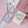 Novo Espelho Dobrável Retangular de Moda com Glitter de Unicórnio Estilo Pequeno Colorido de Alta Qualidade Espelho de Maquiagem Portátil Dupla Face PU