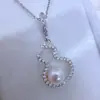Plata de Ley S925 Cierre Universal Doble Perla Forma de Calabaza Colgante Pendiente Anillo Set Cadena Regalo Sencillo Accesorios de Plata DIY
