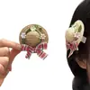 Sombrero de paja tejido con lazo de verano mini clip para el pelo lindo clip de pico de pato pasador decorativo fresco estilo japonés
