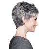 Moda Tendencia Peluca de Comercio Exterior para Mujer Elegante Natural Color Mixto Corta Rizada Peluca Gorro Fabricante Stock al por Mayor