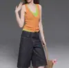 Camisola de Punto con Cuello en V Dopamina Estilo Francés para Mujer, Ropa de Verano Exterior, Top Delgado Sin Mangas de Seda Helada de un Solo Botón