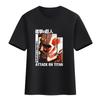 Camiseta de animación de El ataque de un gigante que rodea a una pareja de estudiantes de manga corta, un soldado de segunda dimensión, una camiseta de algodón Allen larga de manga corta.