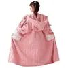 Camisola Feminina Outono e Inverno Espessada com Forro de Lã Coral Fleece Longa Pijama Infantil Camisola de Menina 2024 Flanela Roupas de Casa