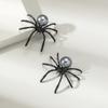Pendientes de aleación de perla negra con diseño de araña, estilo retro punk, oscuro, exagerado, transfronterizos, europeos y americanos.