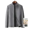 Chaqueta de hombre 2026 otoño/invierno, cuello alto elegante, con cremallera, para mediana edad y jóvenes, estilo business casual, abrigo de lana doble cara hecho a mano, moderno