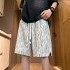 Shorts de Praia Texturizados de Verão Masculino Esportivo Casual Solto plus size Fresco Personalidade Cool Versátil Calça Média