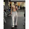 Calça de Moletom Hasselblad Estilo Americano com Pernas Retas para Homens, Calça Drapeada para Esportes Fitness Primavera e Verão, Calça Casual Solta para Adolescentes