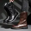 Botas de Trabalho Ami Khaji Masculinas de Cano Alto Botas de Cowboy Ocidentais Estilo Europeu e Americano Botas da Moda Masculinas para Passeio de Motocicleta