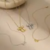 Collar de Acero Inoxidable con Colgante de Lazo Ins Transfronterizo Chapado en Oro de 18K Diseño Lujo Accesible Estilo Europeo y Americano Cadena Clavicular Venta al por Mayor