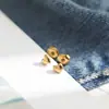 Brincos de Tarraxa Exquisitos de Aço Titânio Coração Pequeno de Luxo Leve para Mulheres Versátil Temperamento Coração de Pêssego Pequeno Moda Europeia Americana Transfronteiriça Acessórios Simples