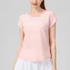 Saída de Yoga Malha Fina Respirável High-End Roupa de Yoga Top Esportivo Manga Curta Feminino Leve e Fashion