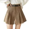 Pantalones Falda de Pana Plisada para Mujer Ropa de Abrigo Temporada Principios de Otoño Invierno 2026 Nuevos de Cintura Alta de Línea A Pierna Ancha Shorts Primavera