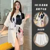 Popular de alta qualidade luxo leve estiloso seda gelada vestido camisa pijama feminino verão novo luxuoso roupão de dormir roupa de casa conjunto fino