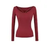 Suéter de Tricô Puro Desejo com Manga Longa para Mulheres, Camada Base Sexy com Gola U para Outono e Inverno, Top Versátil de Corte Justo