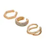 Set de Aretes de Clip Perforados con Diseño Geométrico Cortado de 3 Piezas Venta Caliente Transfronteriza Joyería para Oreja Apilable para Mujeres