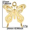 Colar com pingente de aço inoxidável europeu e americano, borboleta com pressão de óleo, ouro verdadeiro 18k, galvanoplastia, acessórios para joias, faça você mesmo, titânio