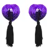 Accesorios de Lencería Erótica de Comercio Exterior, Pegatinas para Pezones con Forma de Corazón, Sujetador de Silicona, Lentejuelas con Forma de Corazón y Borlas, Cubrepezones Eróticos, Envío Directo de una Pieza