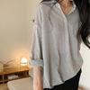 2020 Nuevo Estilo Coreano Holgado Talla Grande Manga Larga Camisa de Manga de Murciélago Casual y Más Fácil de Combinar Camisa Casual y Más Fácil de Combinar
