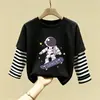 Ropa nueva de primavera y otoño para niños, tops de dibujos animados para niños, ropa de algodón puro, camisetas de manga larga para niños, ropa de otoño
