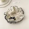 Scrunchie de Renda Bege Doce com Laço, Elástico de Cabelo Feminino para Rabo de Cavalo, Acessório de Cabelo Elástico Atacado