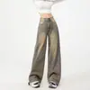 Jeans Versátiles de Cintura Alta Ajustados para Figuras Menudas, Diseño Degradado, Lavados y Desgastados, con Efecto de Caída, Jeans para Mujer