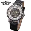 T-Winner/Victor 8008 Correa de Cuero Hueco Reloj Mecánico Resistente al Agua Casual Reloj de Pulsera de Cuero Reloj Mecánico de Comercio Exterior