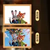 Marco de Fotos 2D de Anime de Conejo y Zorro Regalo para Dormitorio Escritorio Luz de Noche para Novio/Novia Pintura Iluminada
