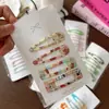 Pinza Lateral para Cabello Infantil Estampada Dulce y Versátil, Pinza para Flequillo Estampada con Goteo de Aceite Estilo Fresco, Pinza para Cabello Linda de Gota de Agua